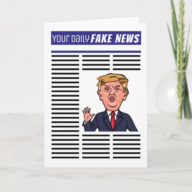 President Donald Trump Fake News Funny Tecknad Helgkort (Framsida)