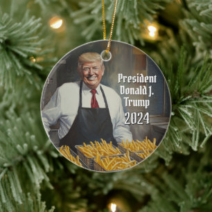 President Donald Trump Fransk jul jul 2024 Julgransprydnad Keramik