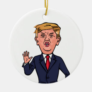 President Donald Trump Funny Tal Tecknad USA Julgransprydnad Keramik