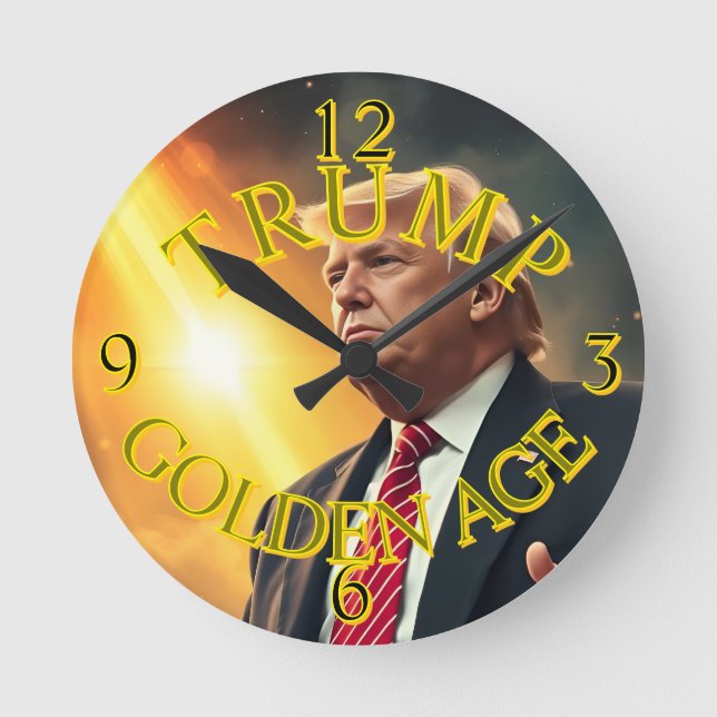 PRESIDENT DONALD TRUMP GOLDEN AGE RUND KLOCKA (Framsida)