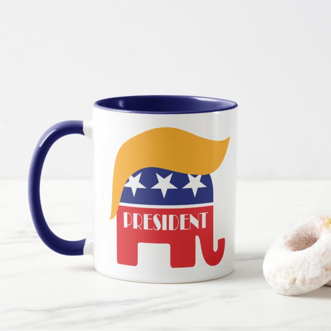 President Donald Trump GOP Elefant Hår Mugg (Med munk)