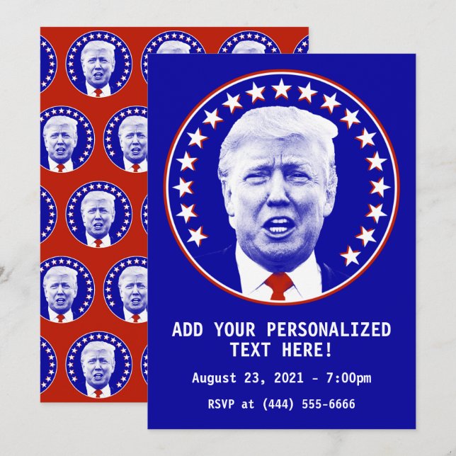 President Donald Trump i blått Inbjudningar (Fram/baksida)