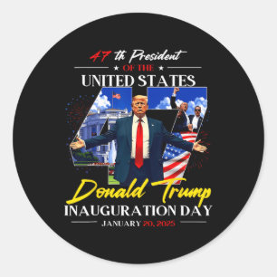 President Donald Trump Inauguration Day 2025 47:e Runt Klistermärke