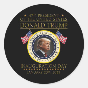 President Donald Trump Inauguration Day 2025 Memor Runt Klistermärke