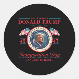 President Donald Trump Inauguration Day 2025 Memor Runt Klistermärke