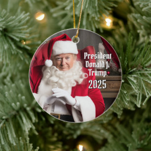 President Donald Trump Jultomten jul 2024 Julgransprydnad Keramik