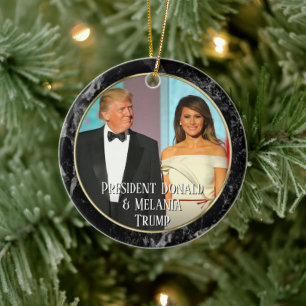 President Donald Trump & Melania Eleganat Photo Julgransprydnad Keramik