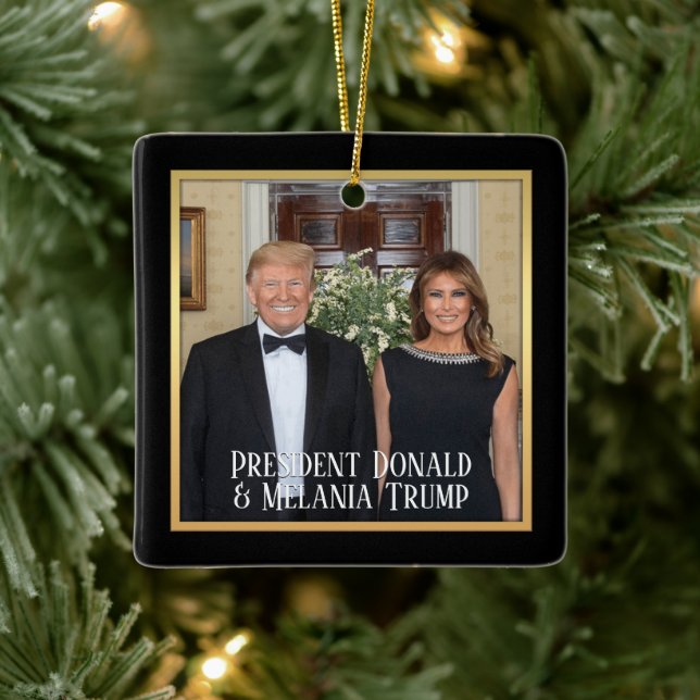 President Donald Trump & Melania Elegant 2020 Julgransprydnad Keramik (Träd)