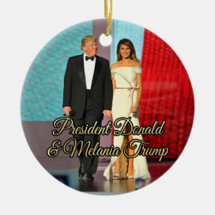 President Donald Trump & Melania foto Julgransprydnad Keramik