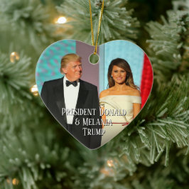President Donald Trump & Melania Heart Photo Julgransprydnad Keramik