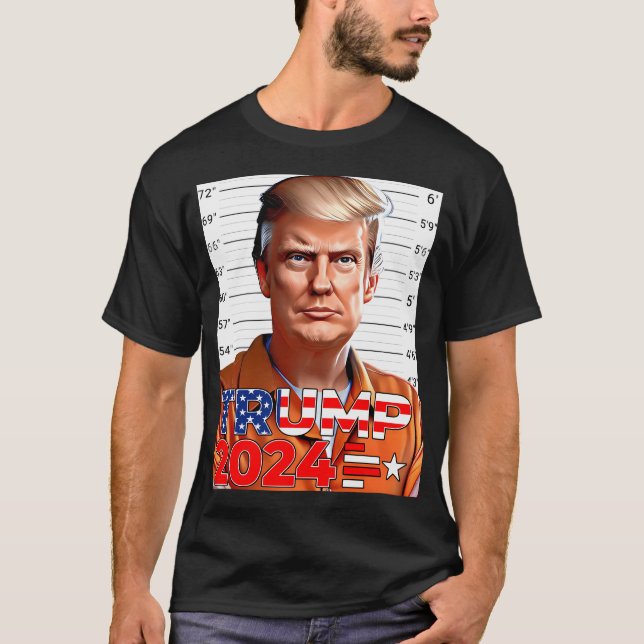 President Donald Trump Mugshot Photo Lock Him Up Y T Shirt (Framsida)