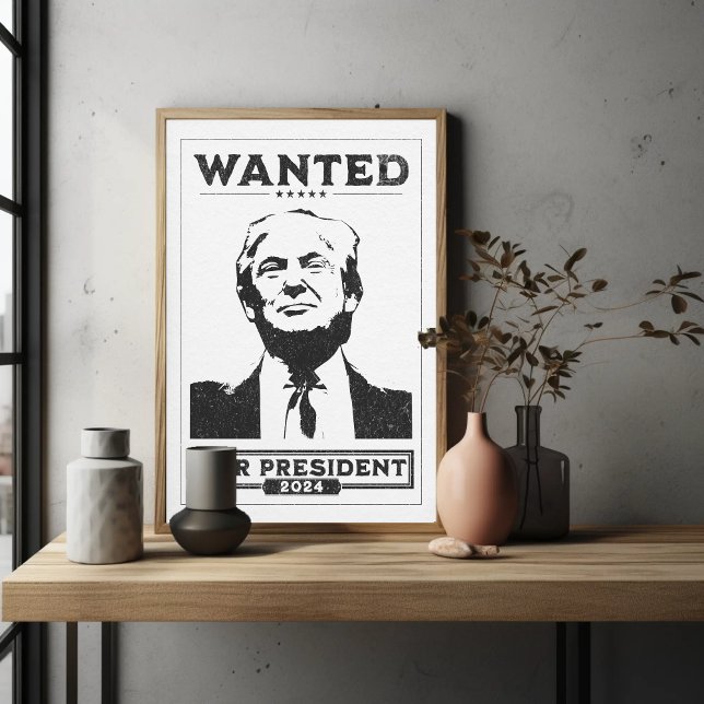 President Donald Trump Mugshot Stil ville Poster (President Donald J. Trump Wanted for President 2024 Poster)