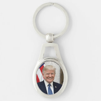 President Donald Trump Ovalt Silverfärgad Nyckelring