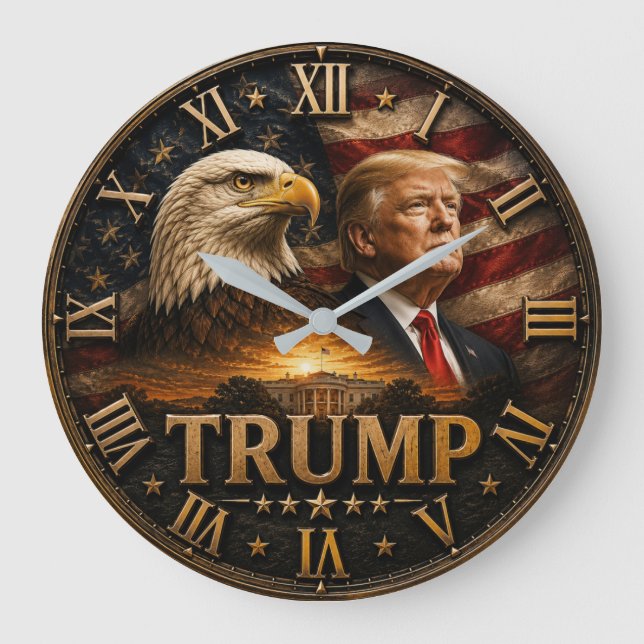 President Donald Trump Patriotic Bald Eagle Stor Klocka (Framsida)