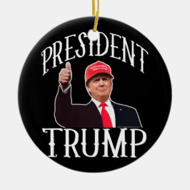 President Donald Trump Red Hat Thumbs Julgransprydnad Keramik