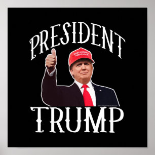 President Donald Trump Red Hat Thumbs Poster