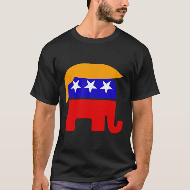 President Donald Trump Republican Elephant Hair T Shirt (Framsida)