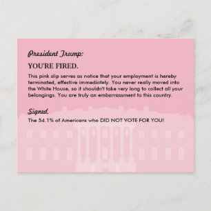President Donald Trump ROSA SLIP/Mail to WH Meddelande Vykort