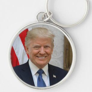 President Donald Trump Rund Silverfärgad Nyckelring