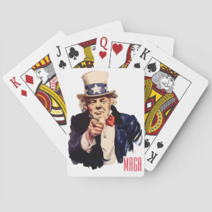 President Donald Trump som beskriver Uncle Sam Casinokort