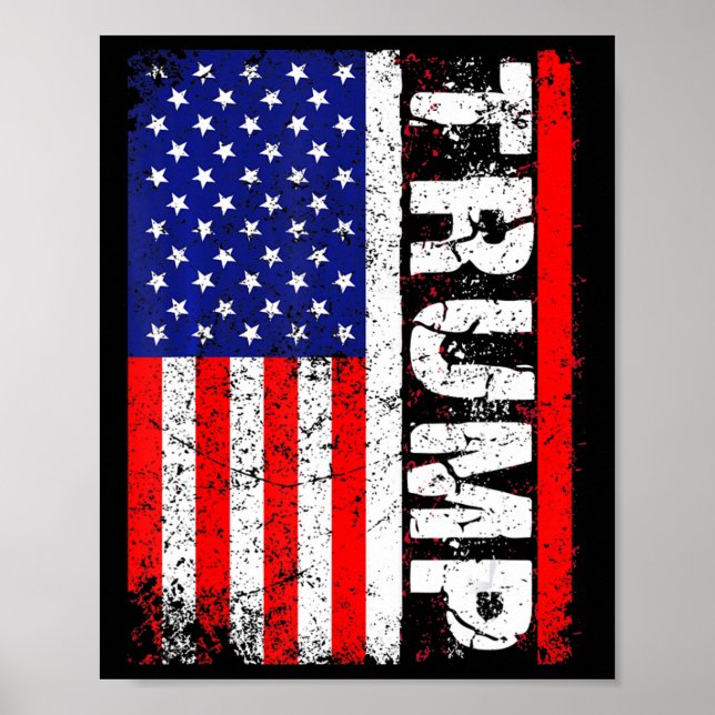 PRESIDENT Donald Trump Vintage USA flagga Poster (Framsidan)
