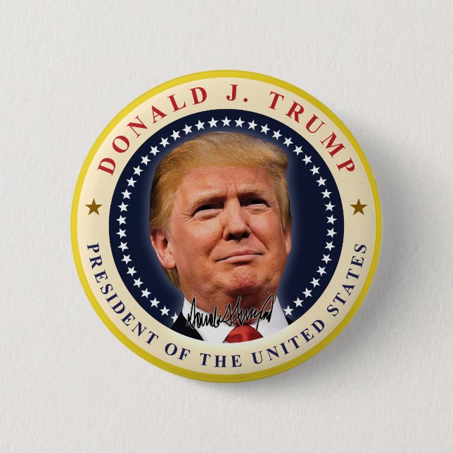 President Donald Trumps invignings-souvenir Knapp (Framsida)