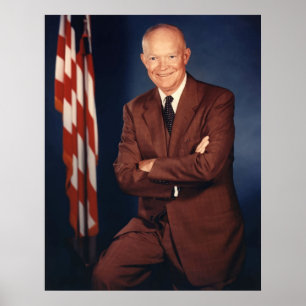 President Eisenhower och American Flagga Poster
