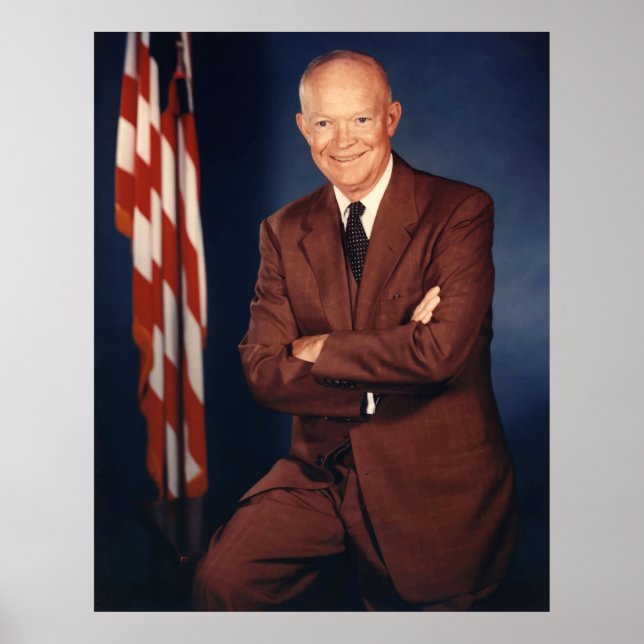 President Eisenhower och American Flagga Poster (Framsidan)