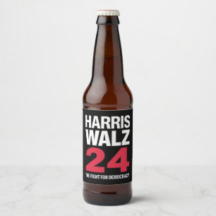 President Elect Kamala Harris & Tim Walz 2024 Ölflaska Etikett