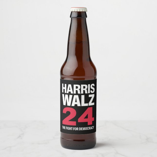 President Elect Kamala Harris & Tim Walz 2024 Ölflaska Etikett (Framsida)