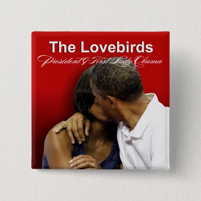 President & första dam Obama för KYSSCAM-Lovebirds Knapp (Framsida)