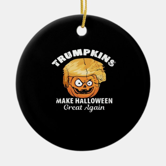 President Funny Trumpkins Halloween Julgransprydnad Keramik (Framsidan)