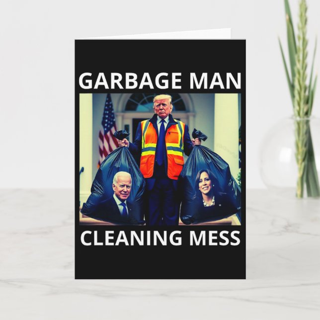 President Garbyge Man Cleaning Mess Tee Trump Take Kort (Framsida)