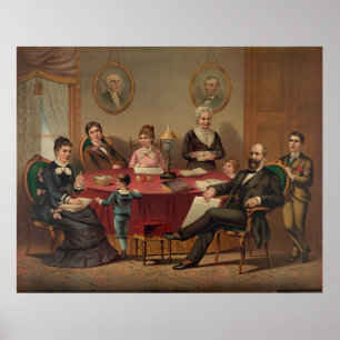 PRESIDENT GARFIELD & FAMILY Lithograph Print Poster