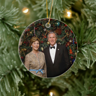 President George Bush, Laura jul White House Julgransprydnad Keramik