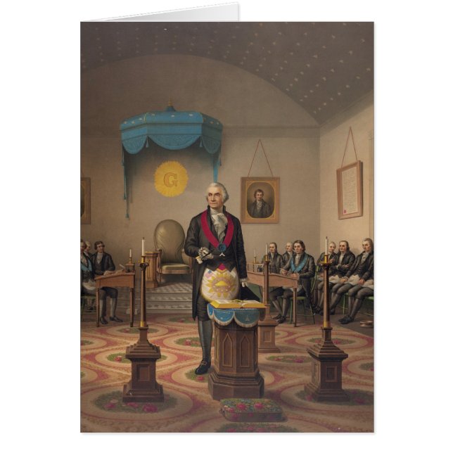 President George Washington som en ledar- Mason Hälsningskort (Framsidan)