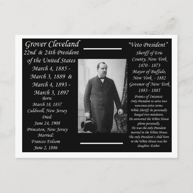 President Grover Cleveland Vykort (Framsida)