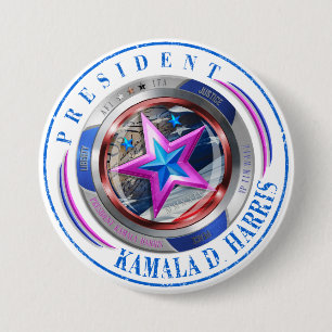 President Harris/Walz Frimärke Medallion Knapp