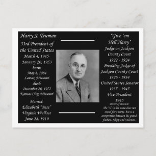 President Harry Truman Vykort