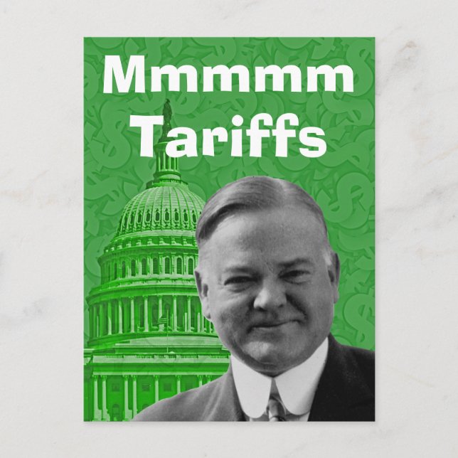 President Herbert Hoover Tariffs Vykort (Framsida)