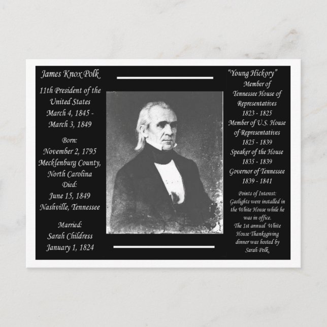 President James K Polk Vykort (Framsida)