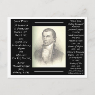 President James Monroe Vykort