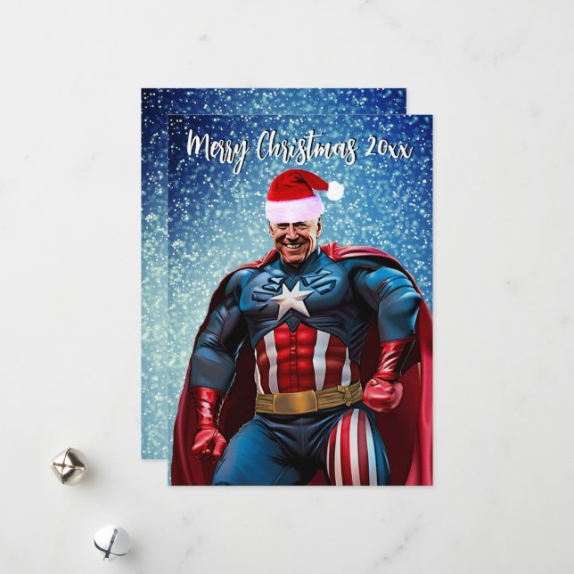 President Joe Biden och Santa Hat Julkort (Fram/Back In Situ)