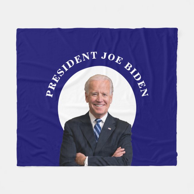 President Joe Biden Porträtt om Blue Fleecefilt (Framsidan (Horisontell))