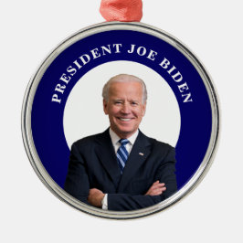 President Joe Biden Porträtt om Blue Julgransprydnad Metall