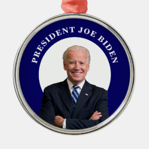 President Joe Biden Porträtt om Blue Julgransprydnad Metall