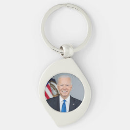 President Joe Biden White House Porträtt Swirl Silverfärgad Nyckelring