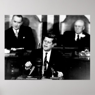 President John F. Kennedy Manar till Måne Tal Poster