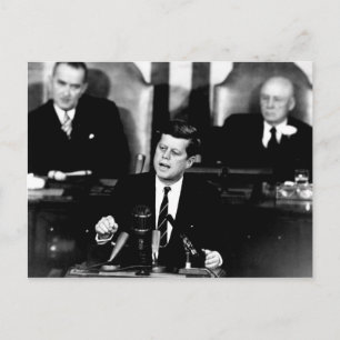 President John F. Kennedy Manar till Måne Tal Vykort