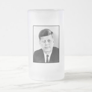 President John F Kennedy Porträtt Frostad Glas Pär Frostat Ölglas